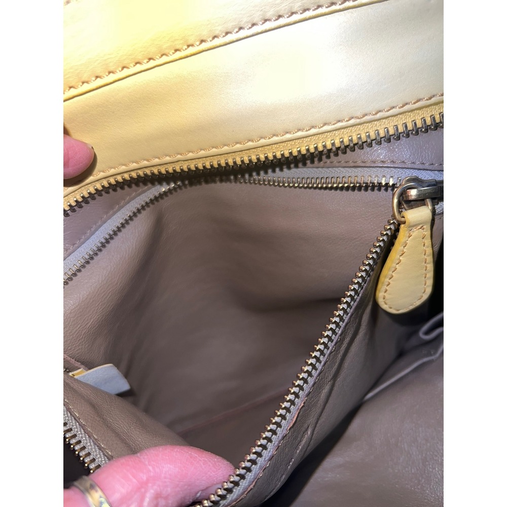 Celine Mini Luggage Tote Pale Yellow Drummed Calfskin Leather Satchel Bag - Picture 13 of 13
